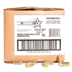 Independence 40 S&W 180 Gr FMJ Independence 500 Round Case (Loose)